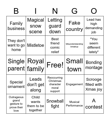 Hallmark Movie BINGO Card