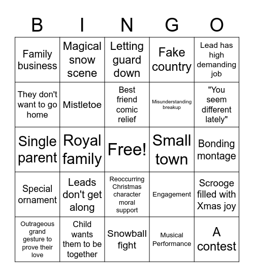 Hallmark Movie BINGO Card