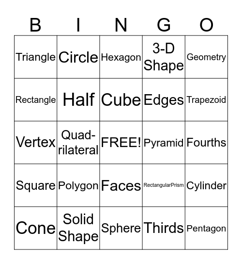 Geometry! Bingo Card