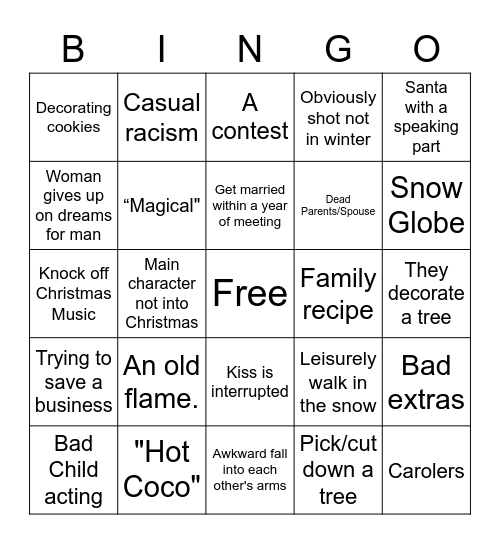 Hallmark Christmas Bingo Card