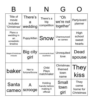 ❄️Hallmark Bingo🎄 Bingo Card