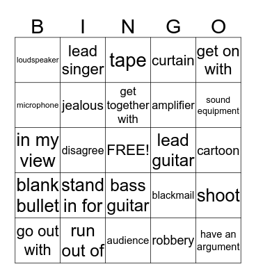 Unit 4 C,D, Working with Words, Phrasal Verbs Bingo Card