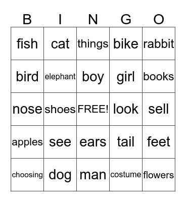 Choosing a Pet Bingo Card