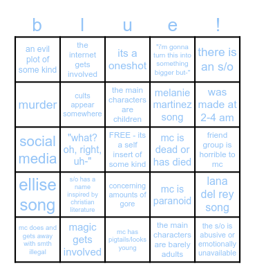 blue's vent work BINGO! Bingo Card