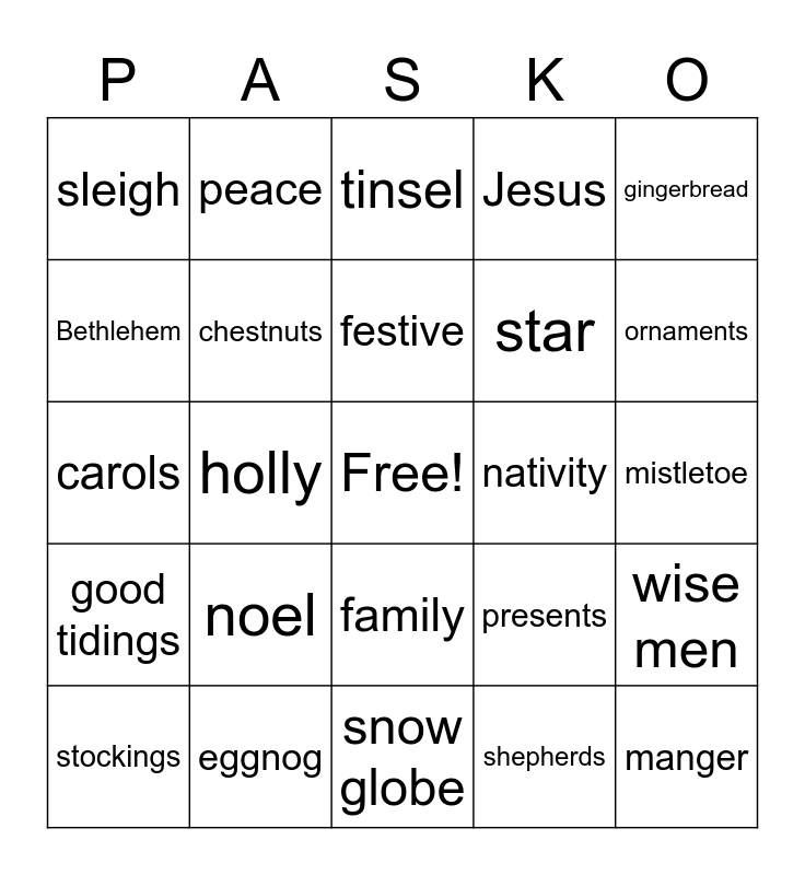 CHRISTMAS BINGO 2021 Bingo Card