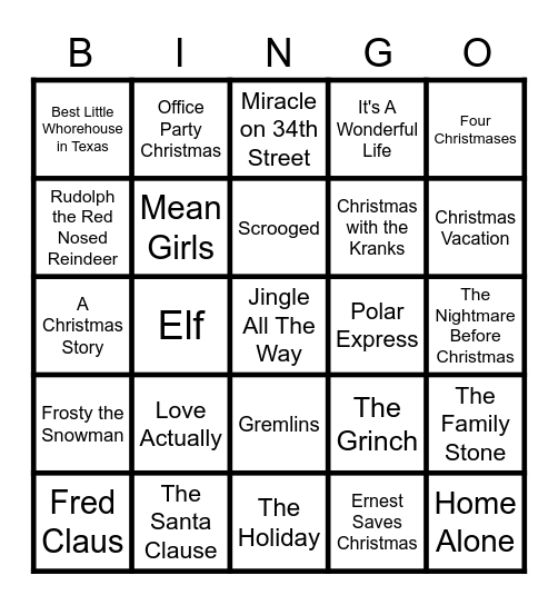 Christmas Bingo Card