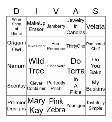 BINGO RETAIL DIVA'S STYLE Bingo Card