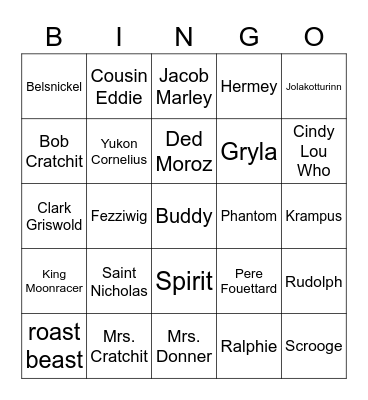 HOLIDAY CHARACTERS Bingo Card