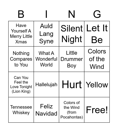 Xmas 2021 GUESS THAT SONG! Bingo Card