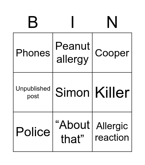 ONE OF US IS LYING Bingo Card