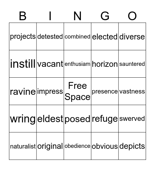Vocabulary Bingo Card
