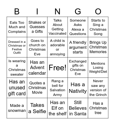 Christmas Ice Breaker Bingo Card