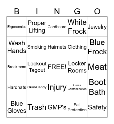 SAFETY FIRST Bingo Card