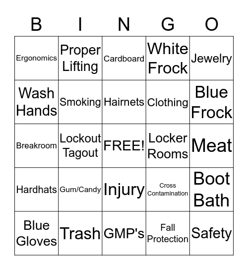 SAFETY FIRST Bingo Card