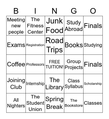 Graduation Bingo Card