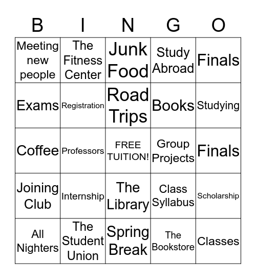 Graduation Bingo Card