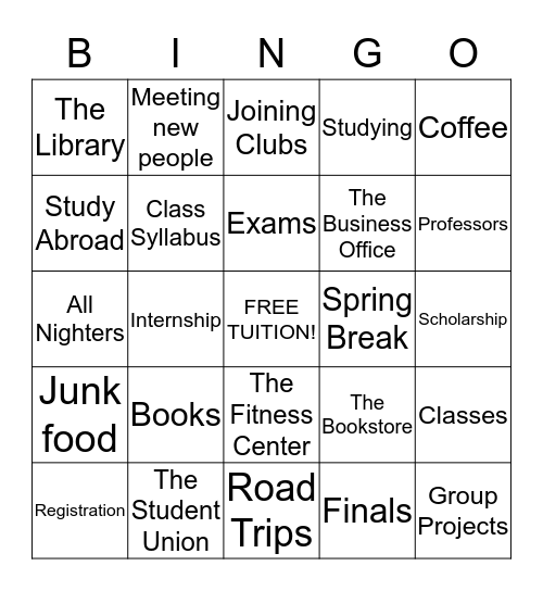 Graduation Bingo Card