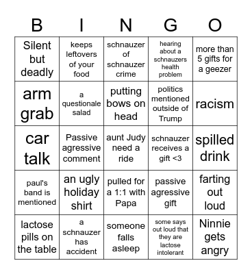 Holiday Bingo Card