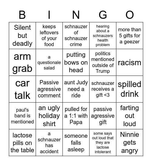Holiday Bingo Card