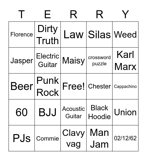 BIG 60 Bingo Card