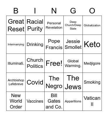 Toxic Topic Bingo Card