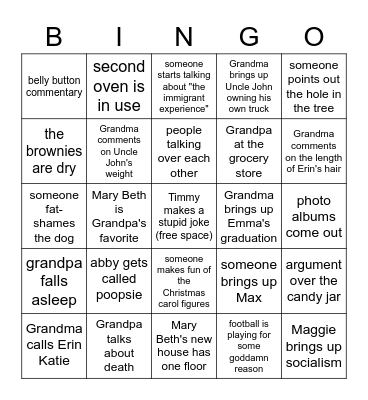 Merry Crisis Bingo Card