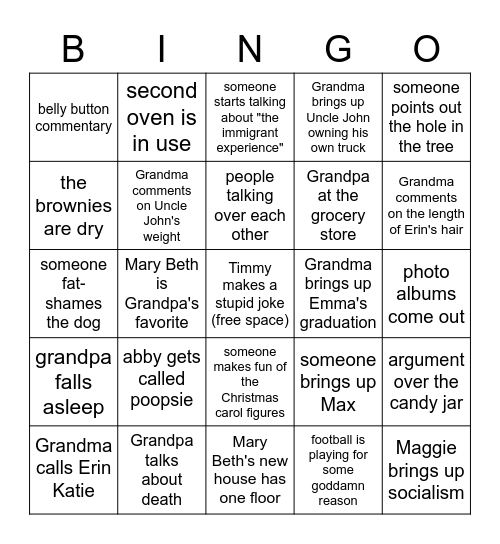 Merry Crisis Bingo Card