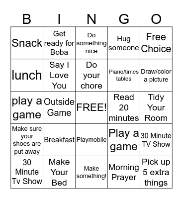 Thursday Bingo Card
