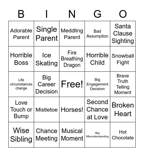 Hallmark Christmas Bingo Card