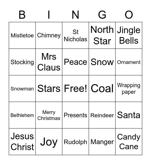 Family Bingo Card