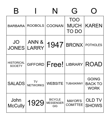 Dad Bingo Card