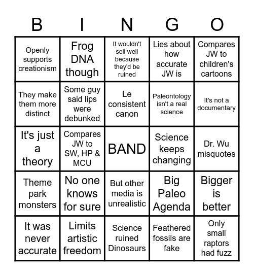 Anti-Accuracy Apologia Bingo Card