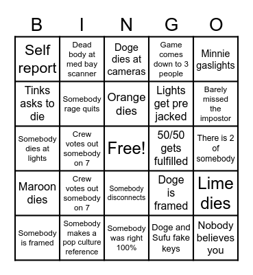 Polus Among Us Bingo Card