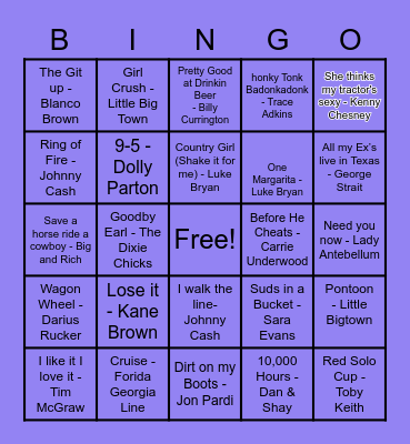 MUSIC BINGO Card
