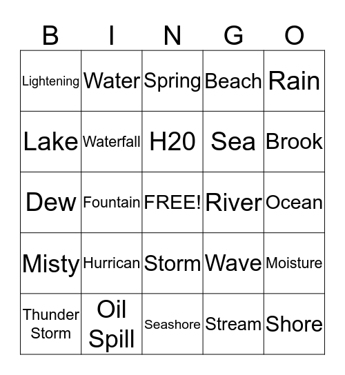 Aloha Splash Bingo Card