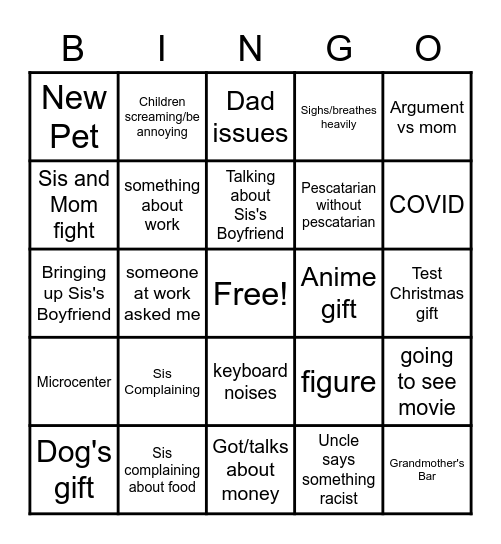 Addison Bingo Card