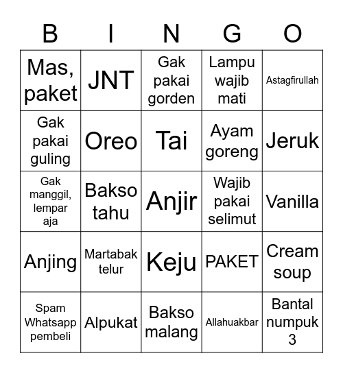 Wooshik Bingo Card