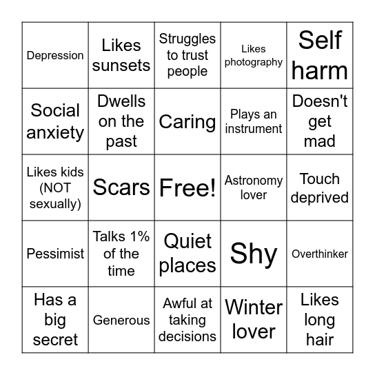 Buddy Kheel Bingo Card