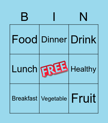 What would you like to eat? Bingo Card