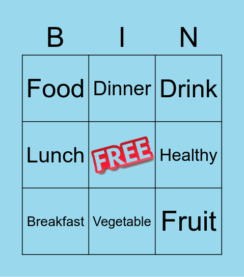 What would you like to eat? Bingo Card