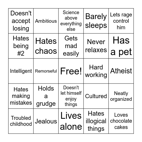 Randall Shawl Bingo Card