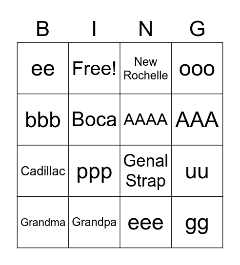 Grandpa's Birthday BINGO!!! Bingo Card