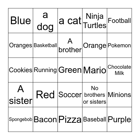 Get To Know You BINGO Card