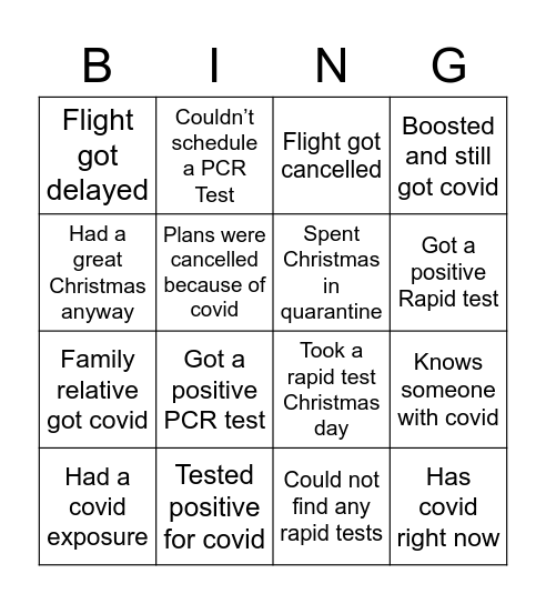 Christmas 2021 Bingo Card
