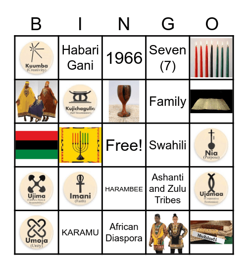 Kwanzaa Bingo Card