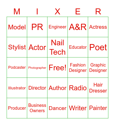 Holiday Mixer Bingo Card