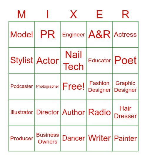 Holiday Mixer Bingo Card