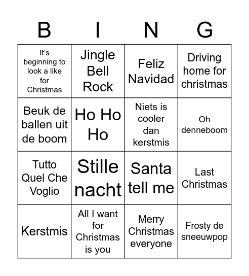 Bingo kerst Bingo Card