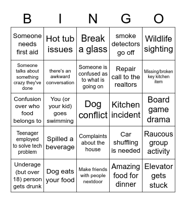 Beach house BINGO 2021 Bingo Card