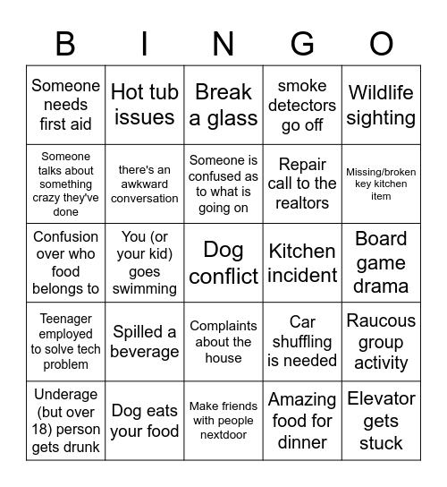 Beach house BINGO 2021 Bingo Card